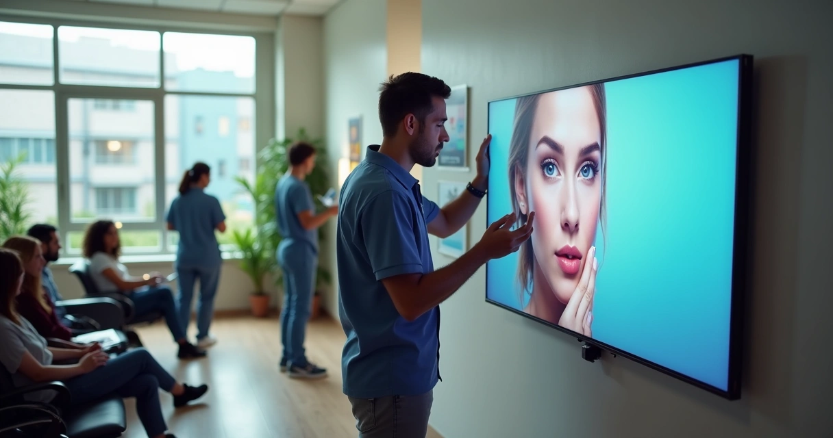 Instalação de display digital em área de grande circulação 