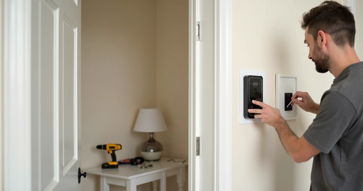 Instalação de interfone sem fio em parede residencial