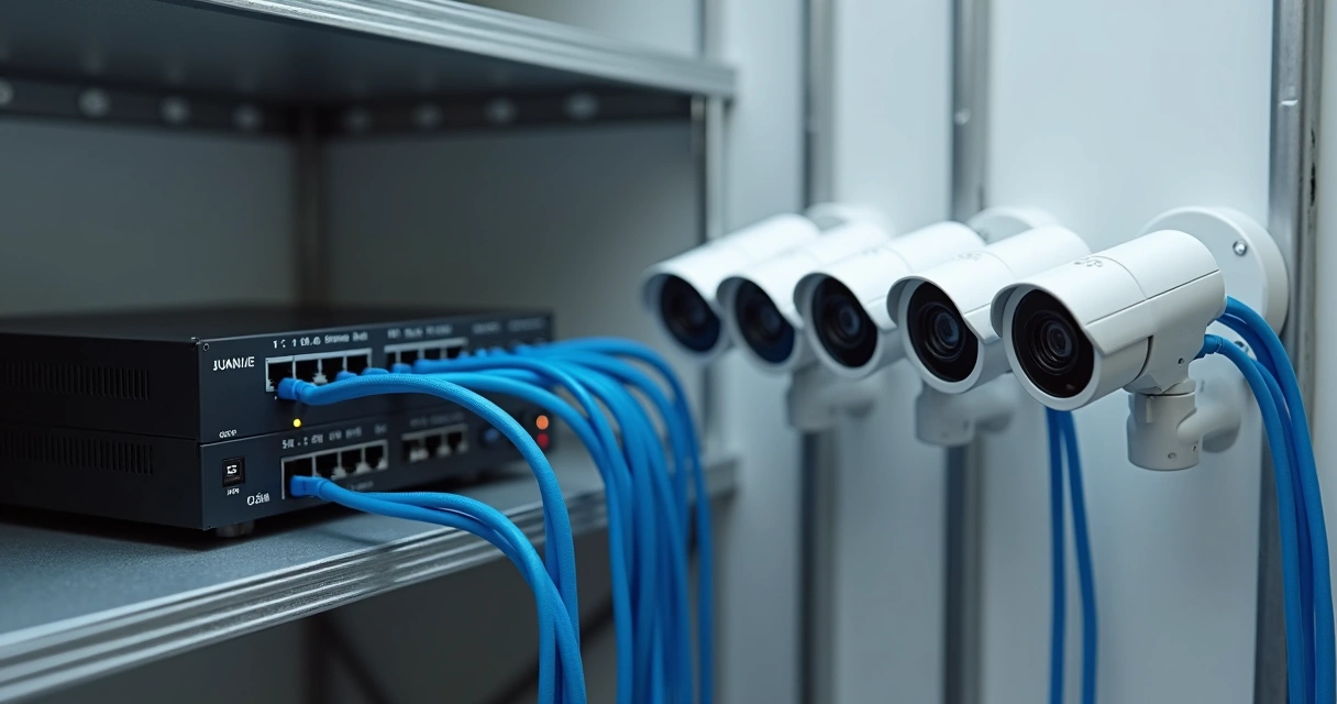 Instalação de NVR conectado a switch PoE e câmeras IP 