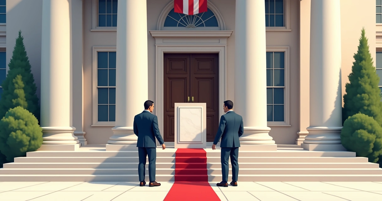 Montagem de placa inaugural em entrada de edifício público 