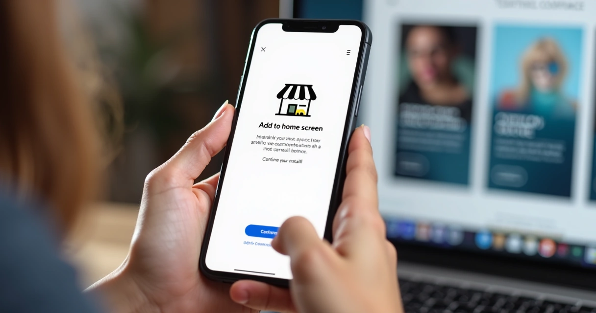 Página de instalação simplificada de PWA em smartphone