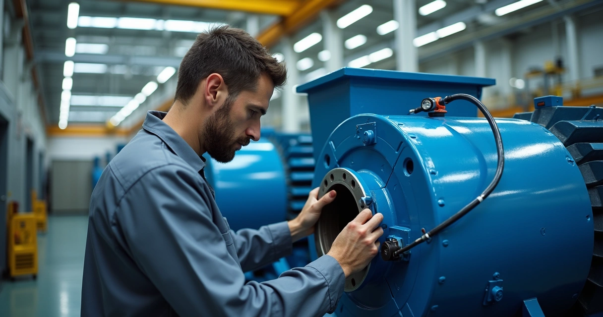 Técnico instala sensores em equipamento industrial para manutenção preditiva 