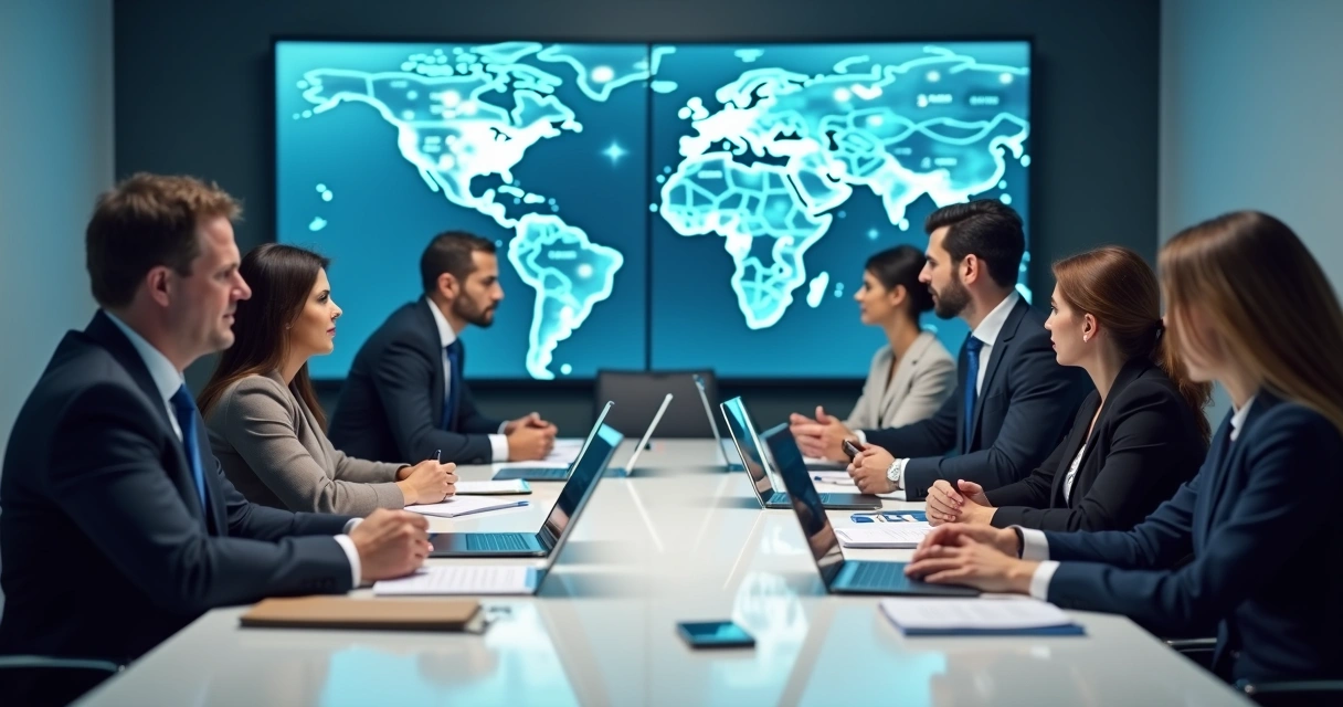 Mesa com representantes de bancos, corretoras e cooperativas de crédito reunidos em reunião 