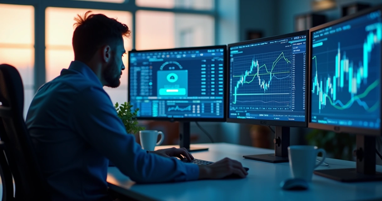 Institutional trading dashboard on computer screen