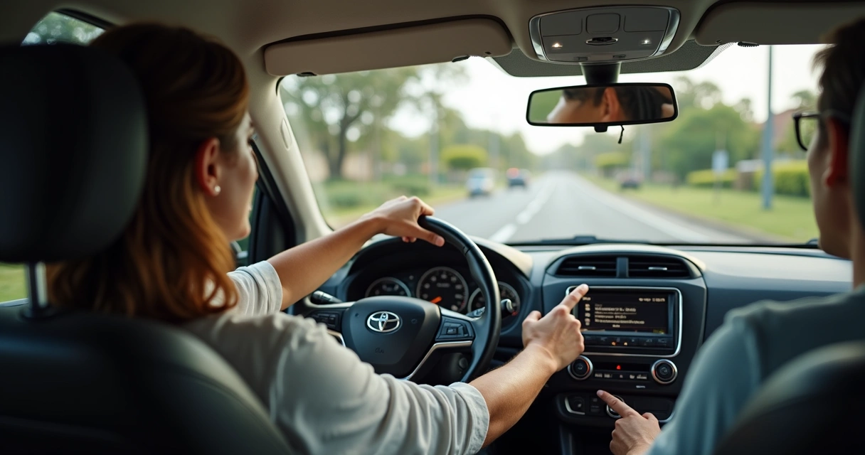 Instrutor autônomo orientando aluno durante aula prática de direção