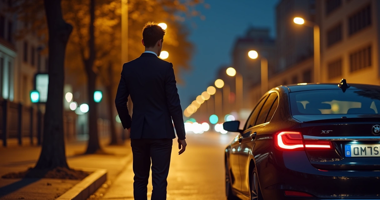 Instrutor autônomo orientando aluno à noite 