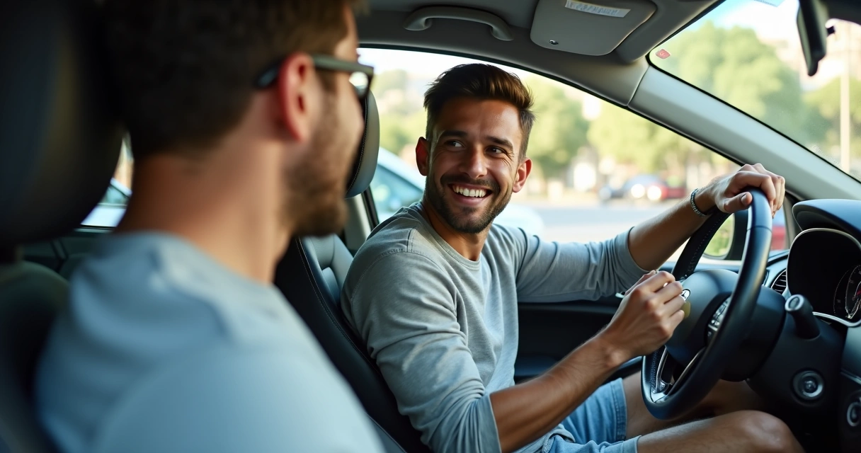 Instrutor autônomo ensina aluno a dirigir 