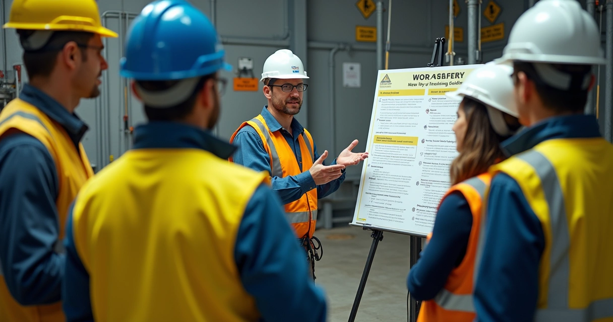 Instrutor de segurança orientando alunos em treinamento NR35