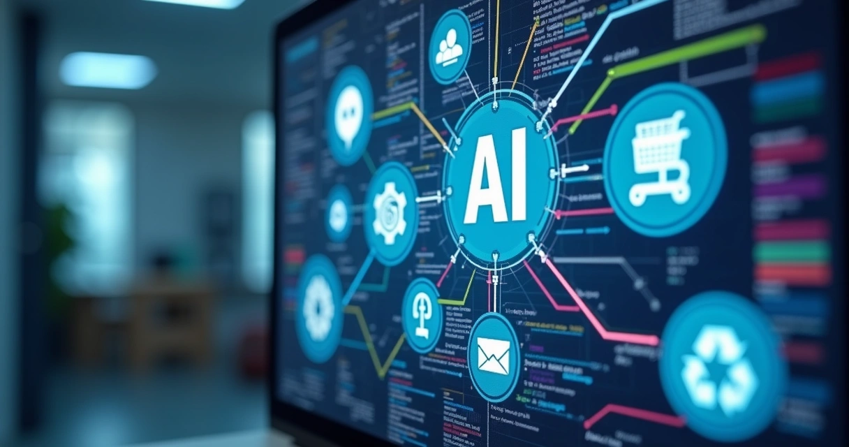 Interface gráfica mostrando integrações de plataformas de IA com sistemas empresariais 