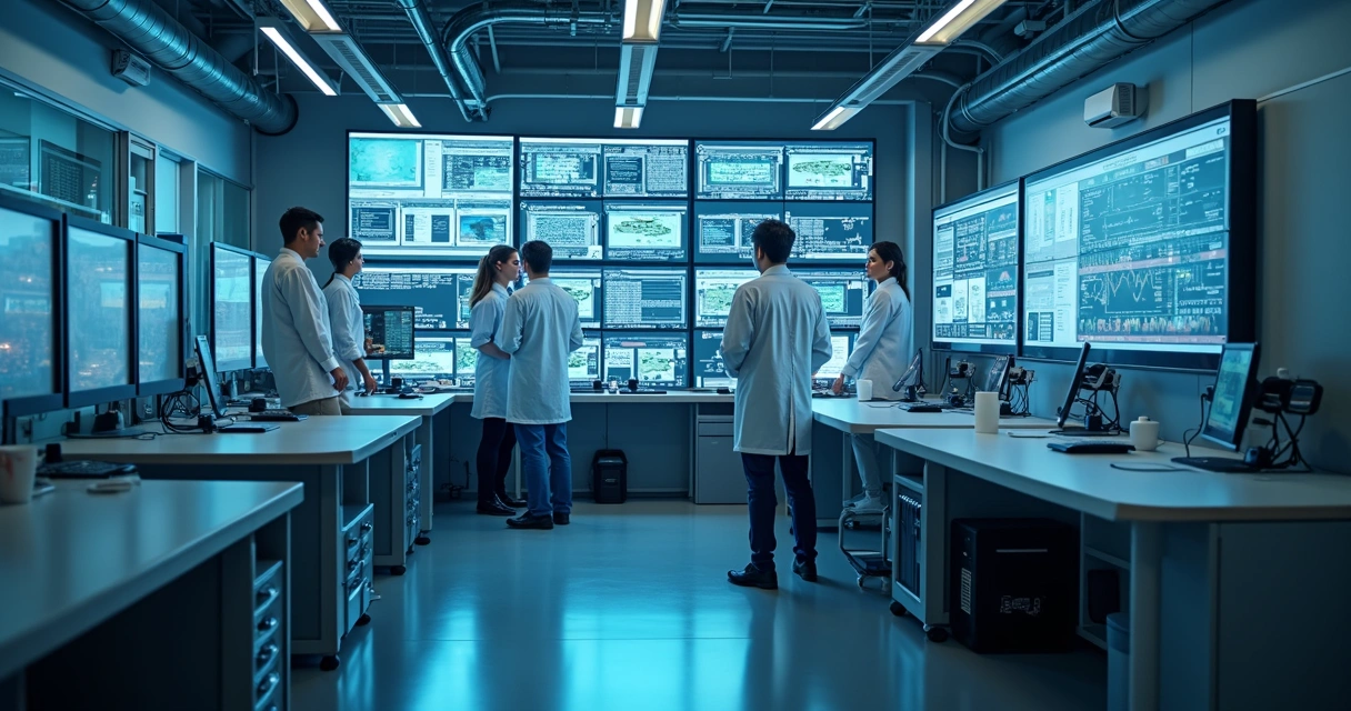 Equipe técnica integrando sensores IoT em ambiente hospitalar e industrial 