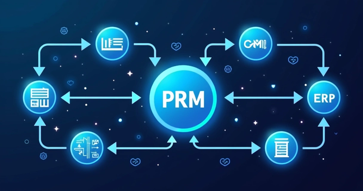 Fluxo de integração entre PRM, CRM e sistemas financeiros 