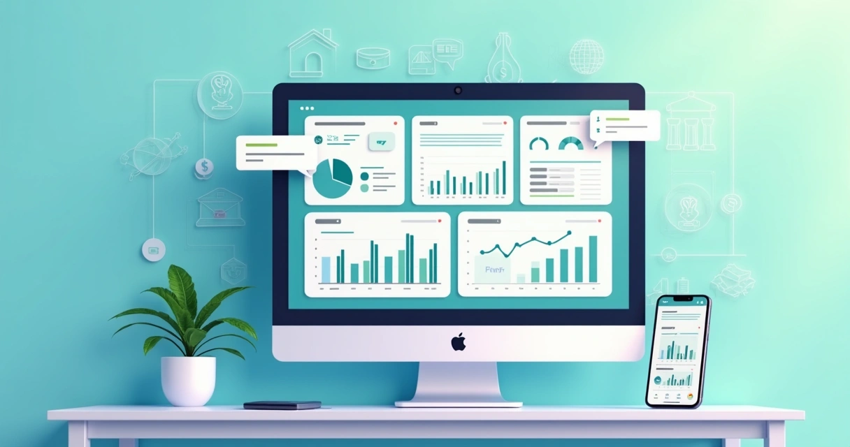 Tela de dashboard de sistema financeiro integrado ao ERP 