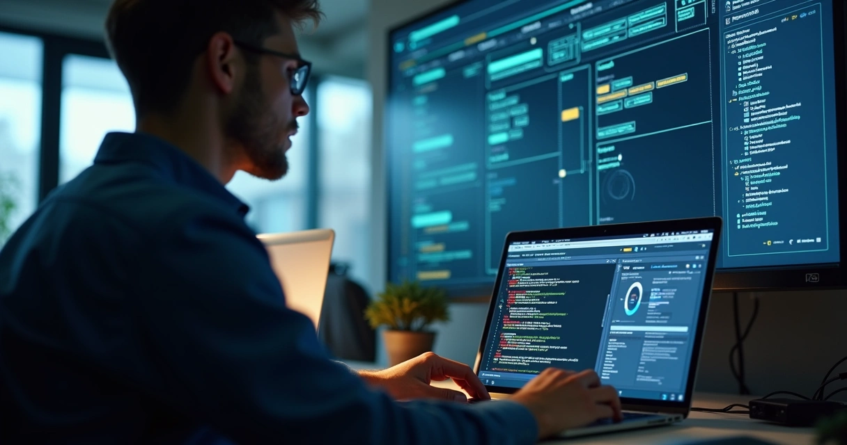 Tela de integração de API de NFS-e em notebook com código de programação 