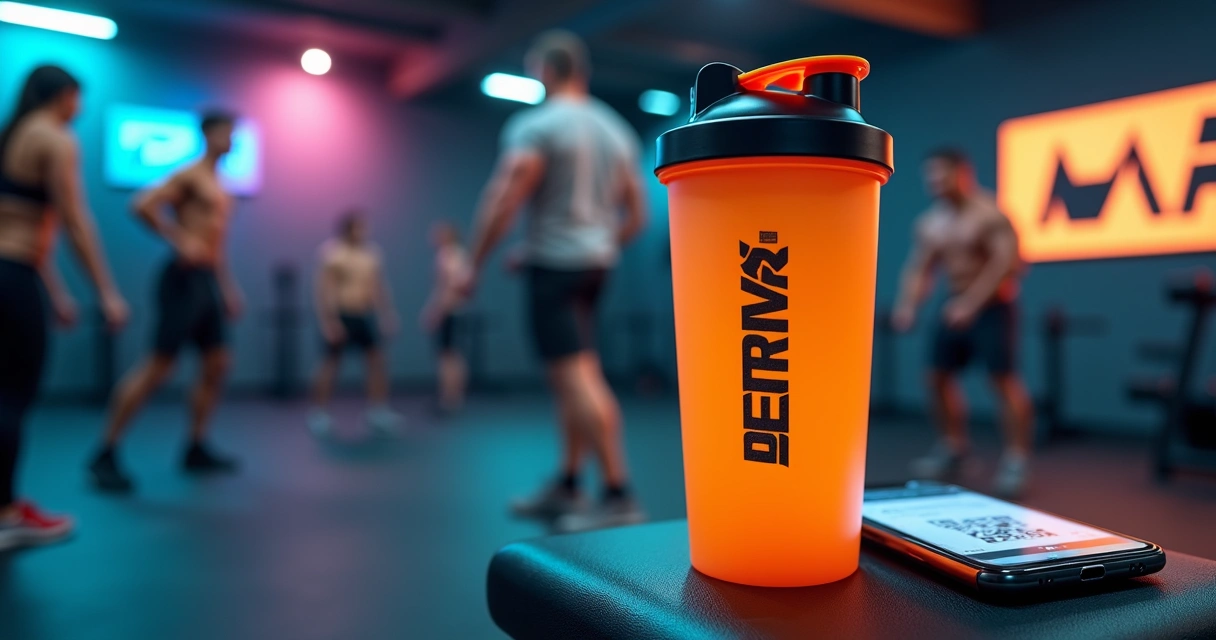 Brinde promocional fitness integrando QR code para ação digital 