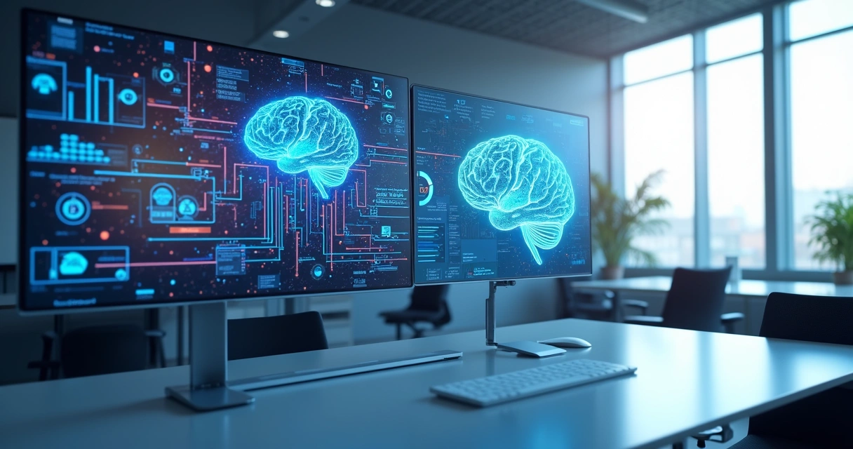 Interface gráfica mostrando integração entre ERP e agentes de IA 