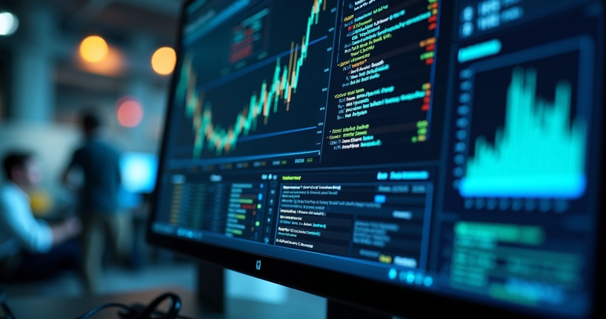 Tela de computador mostrando interface de integração via API entre sistemas contábeis com códigos, gráficos e conexões digitais 