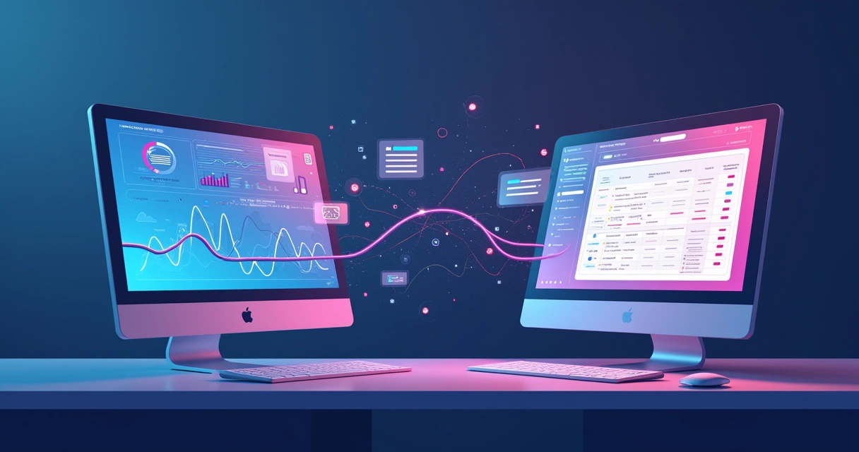 Enriquecimento de Mailing: Melhore Seus Leads e Vendas B2B 5 Ilustração de integração entre plataforma de dados e CRM em tela de computador