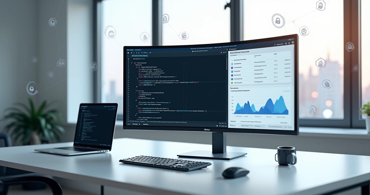 Dashboard com API de emissão de NFS-e integrada a código em tela dupla 