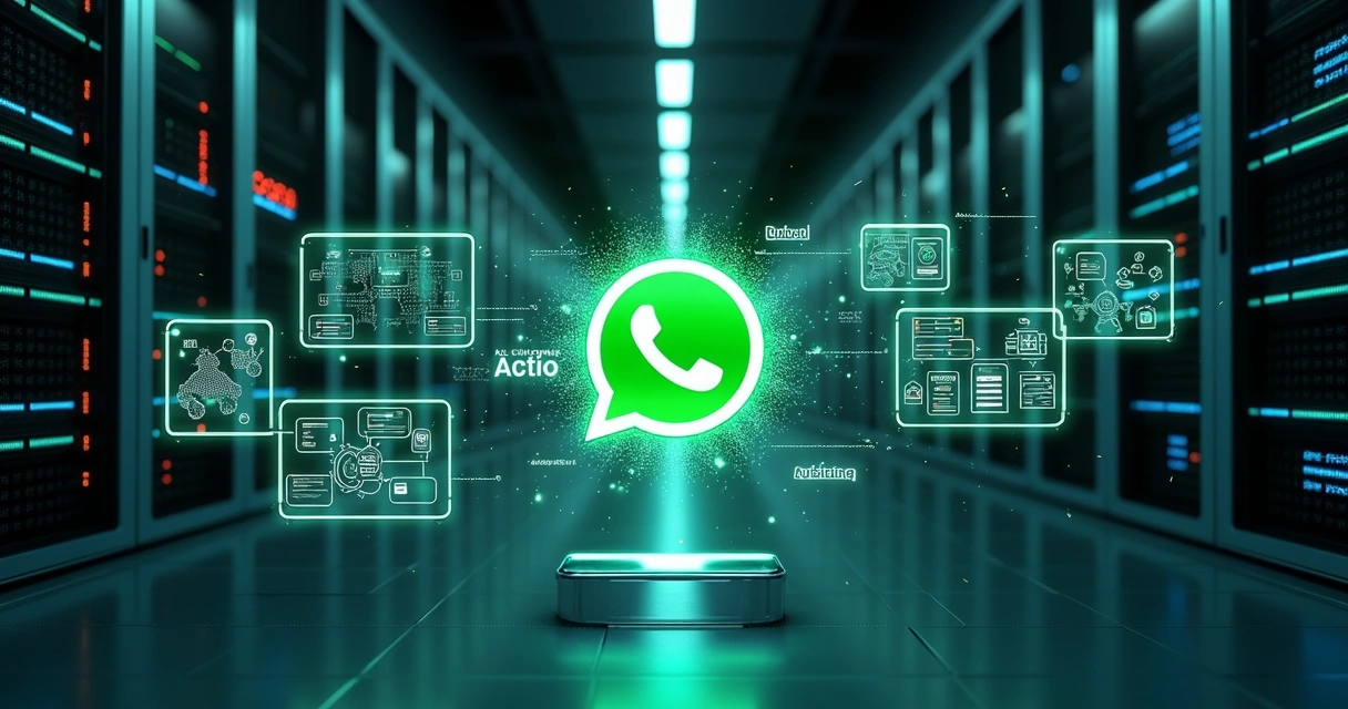 Conceito de integração da API oficial do WhatsApp com servidores e sistemas empresariais 