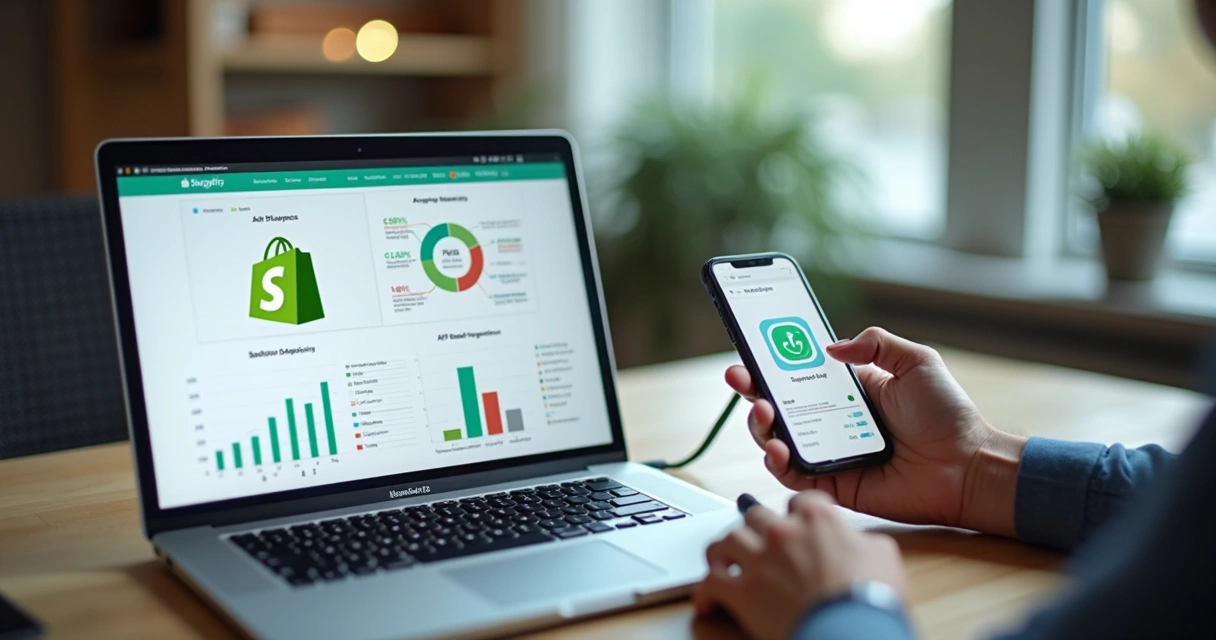 Pessoa conectando computador a loja virtual 