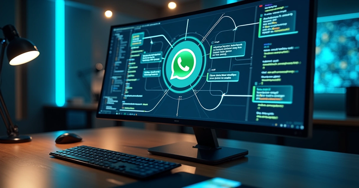 Tela de computador mostrando integração entre Zapster API e CRM com ícones de mensagem 