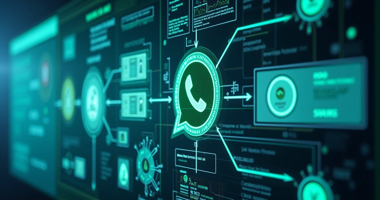 Painel ilustrativo de integração entre WhatsApp, CRM e ERP 