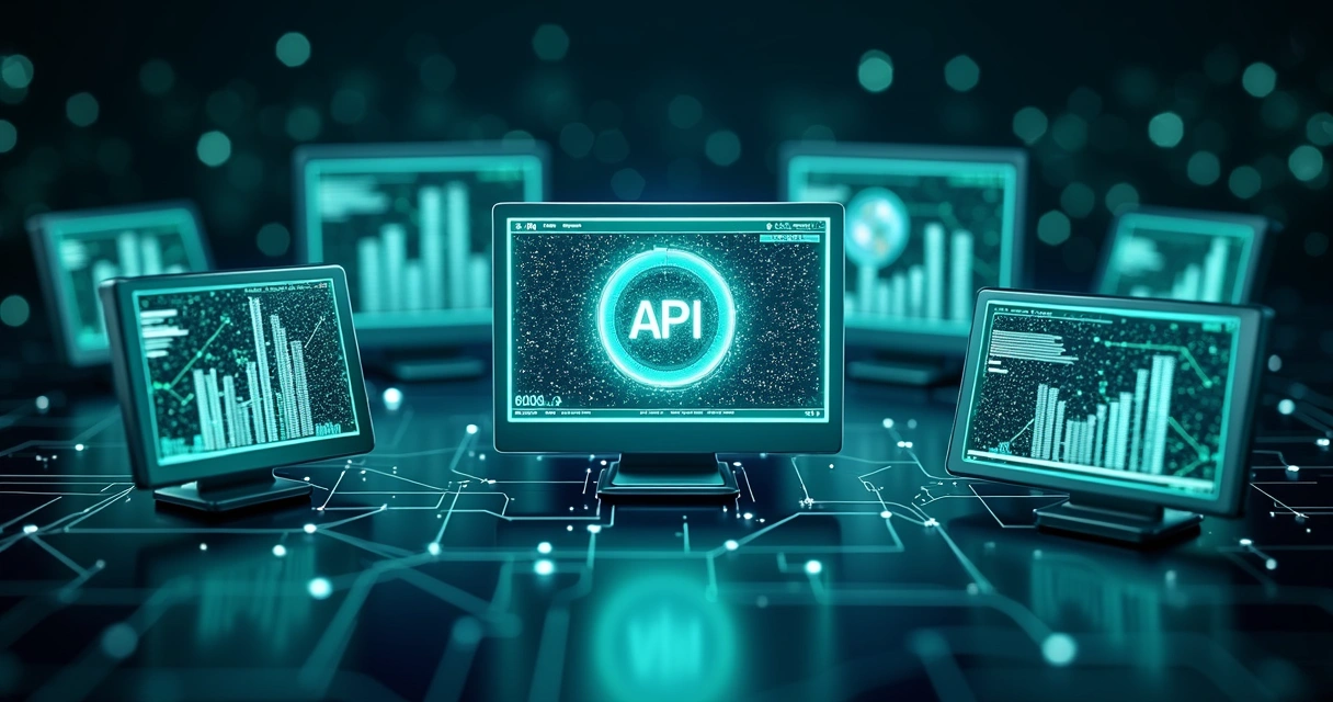 Vários sistemas empresariais conectados por APIs 