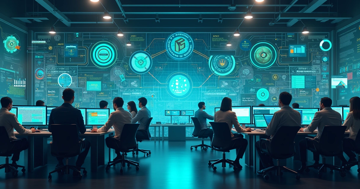 Diagrama de integração de APIs entre sistemas antigos, IA e aplicativos modernos em ambiente corporativo 