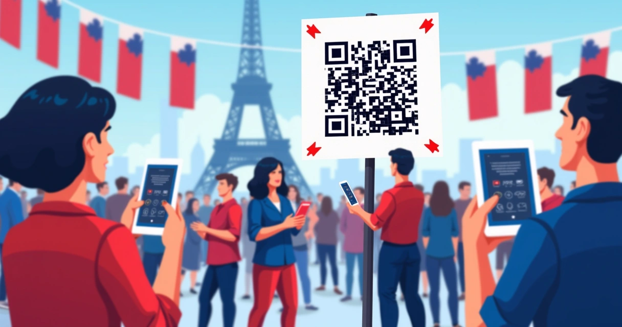 Pessoa escaneando QR Code em evento político para se filiar via aplicativo