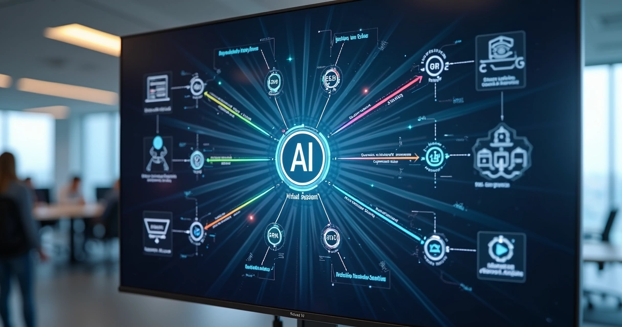 Fluxograma mostra integração entre assistente virtual e sistemas internos da empresa 