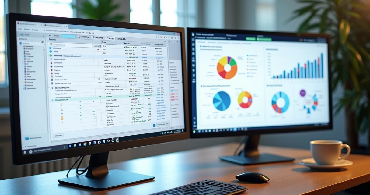 Tela de computador com integração de planilhas jurídicas