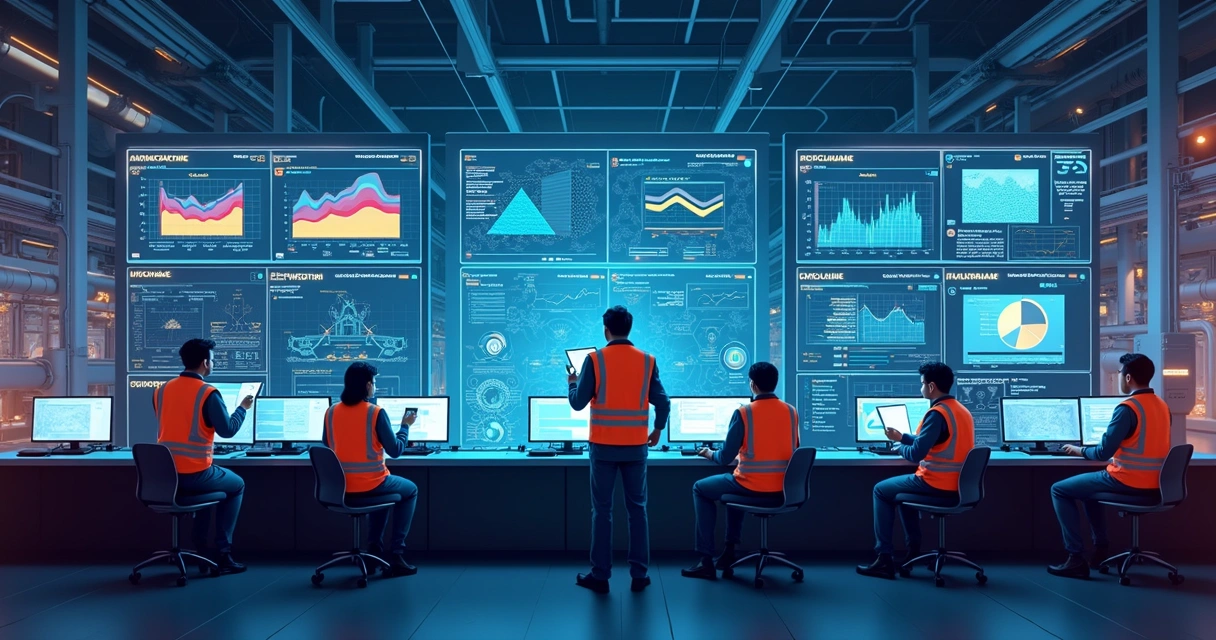 Painel digital mostra integração de automação, manutenção e saúde 