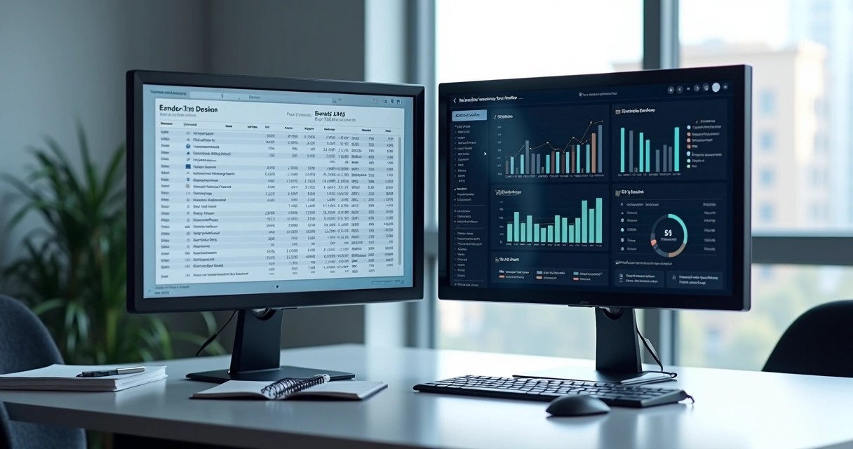 Tela de computador exibindo extrato bancário ao lado do ERP financeiro 