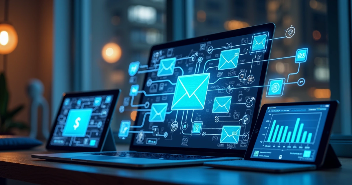 Telas conectadas mostrando integração de plataformas 