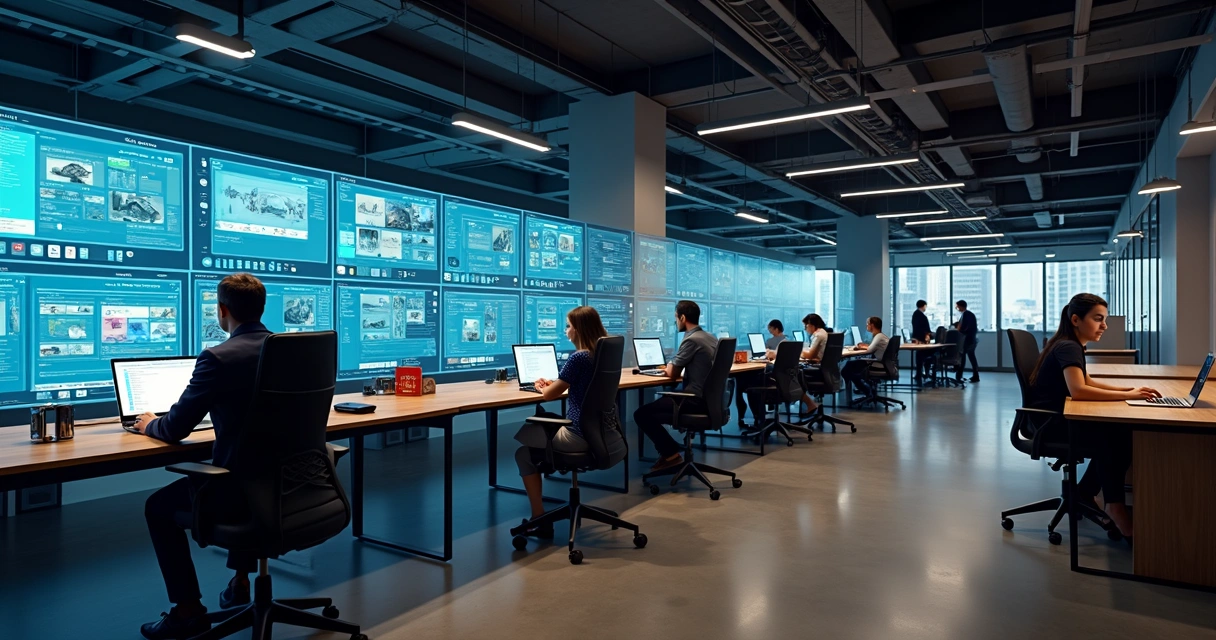 Painel de integração de canais digitais com setor de logística ao fundo 