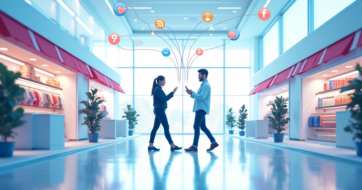 Fluxo de integração entre loja física, e-commerce e redes sociais 