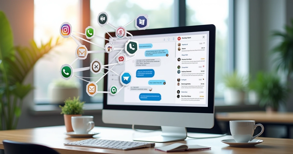 Chatbot em uma tela centralizando mensagens de vários canais