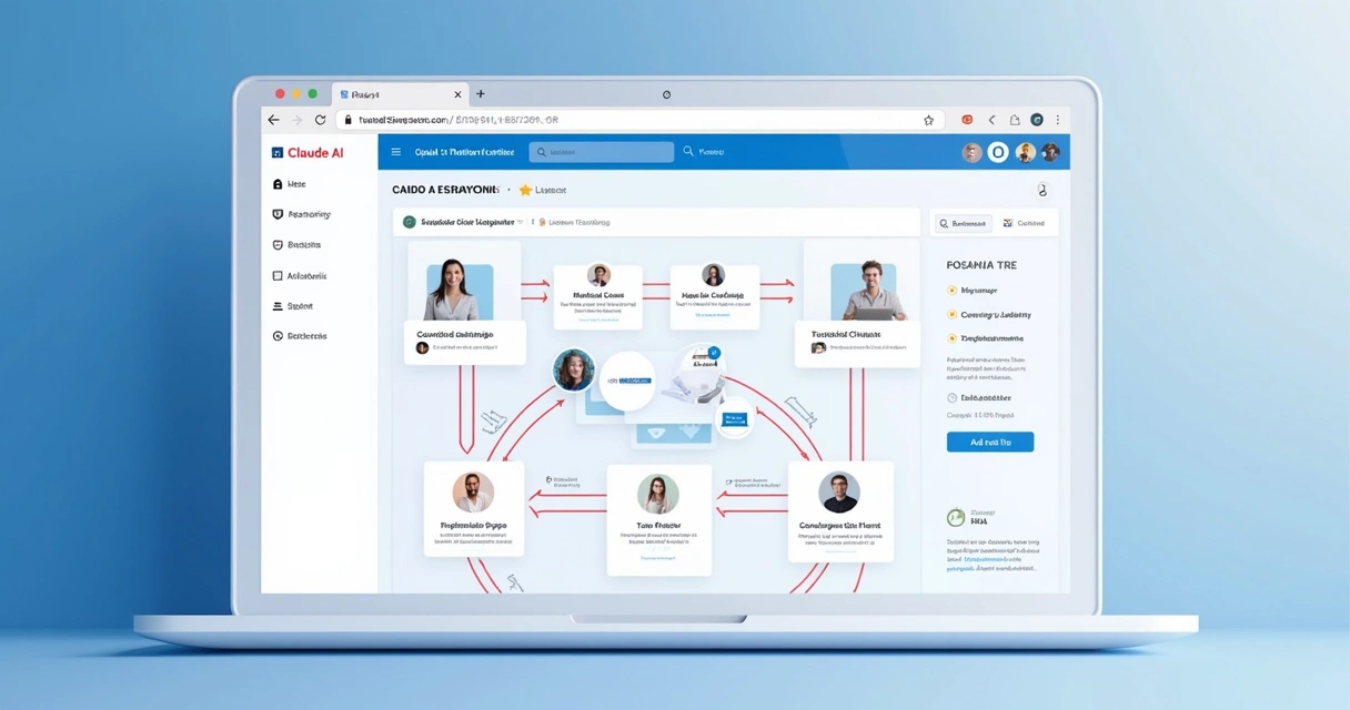 Tela de integração entre Claude AI e CRM com fluxos de automação 