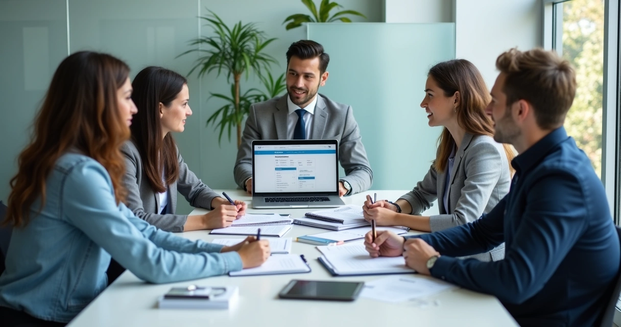 Equipe reunida em integração de novo colaborador 