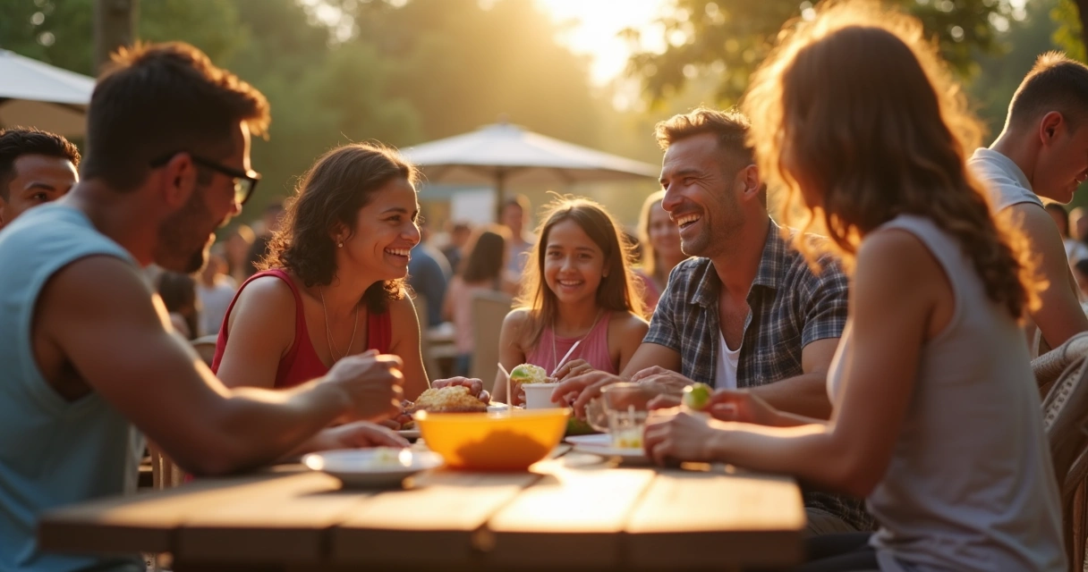 Famílias brasileiras de diferentes idades e origens reunidas 