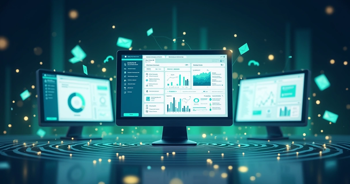 Conexão entre sistemas de atendimento, vendas e marketing com ícones digitais 