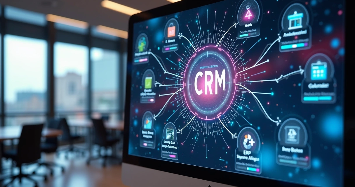 Screen showing integration between CRM, ERP, and calendar