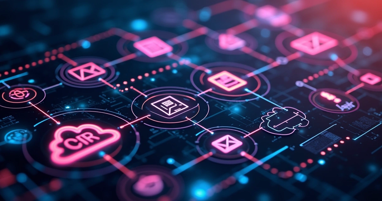 Fluxo entre CRM, ERP e plataformas de marketing digital conectados 
