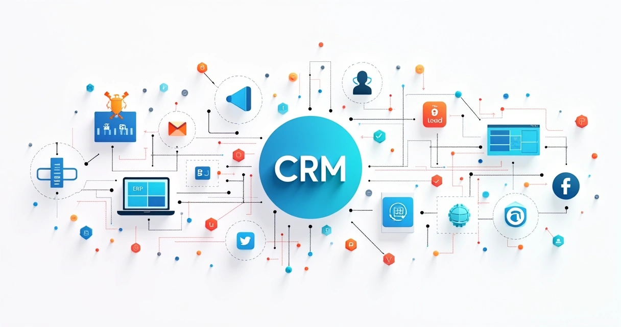 Gráfico mostrando integração de CRM com outras plataformas tecnológicas