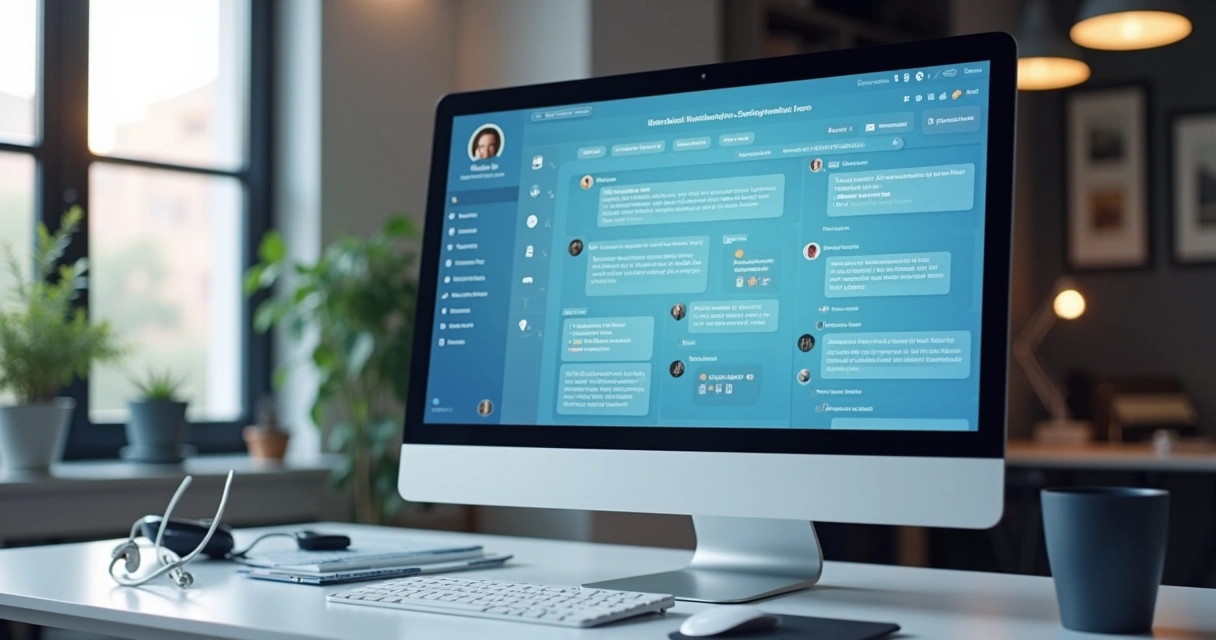 Tela de computador com integração entre atendimento e CRM imobiliário 
