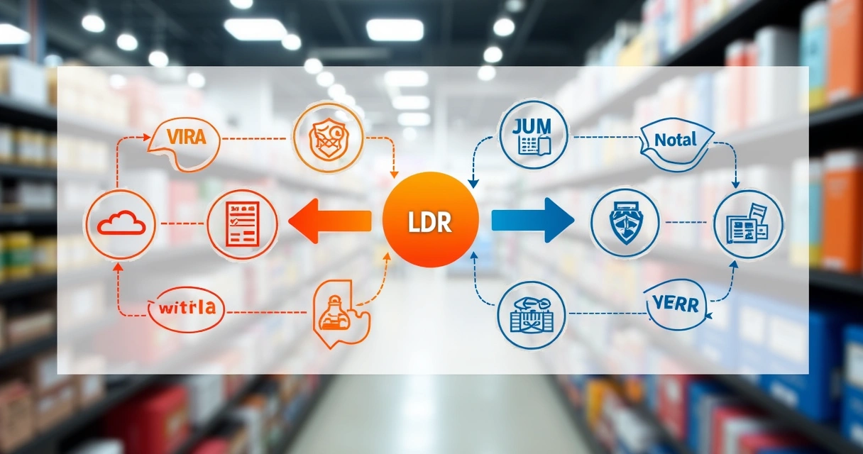 Fluxograma colorido integrando LDR e CRM no varejo 