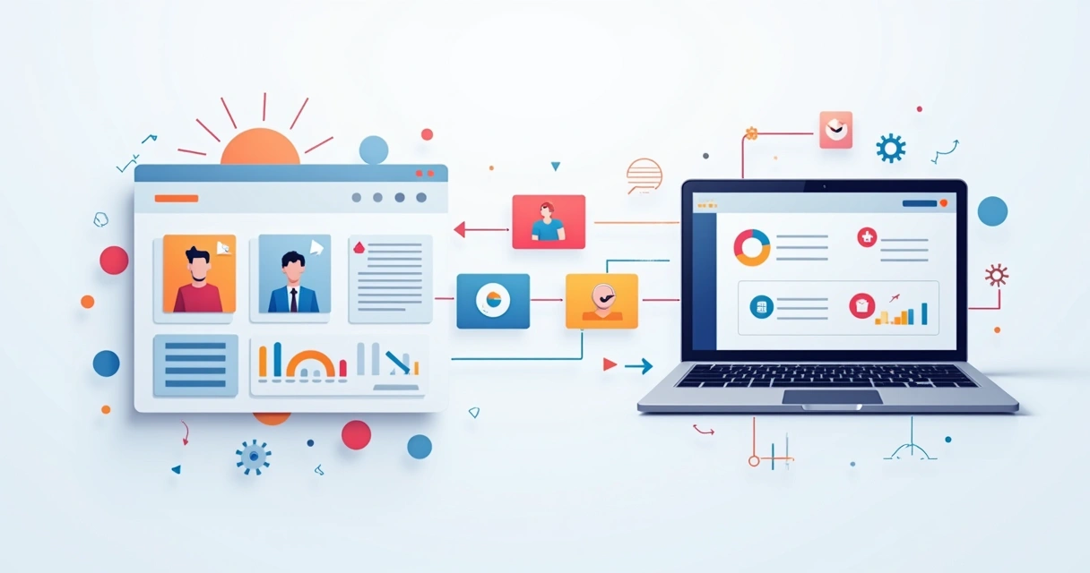 Fluxo visual de integração de leads da plataforma SaaS ao CRM. 