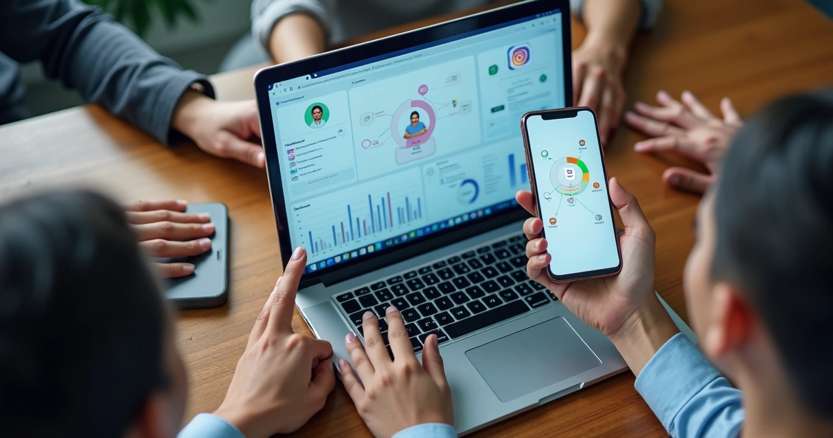 Dashboard mostrando integração entre CRM e redes sociais 