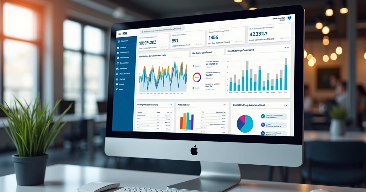 Tela de site conectada a dashboard de CRM com dados de vendas 