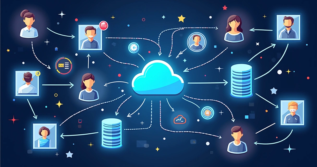 Illustracao de integraçao entre plataforma CRM e dados comerciais 